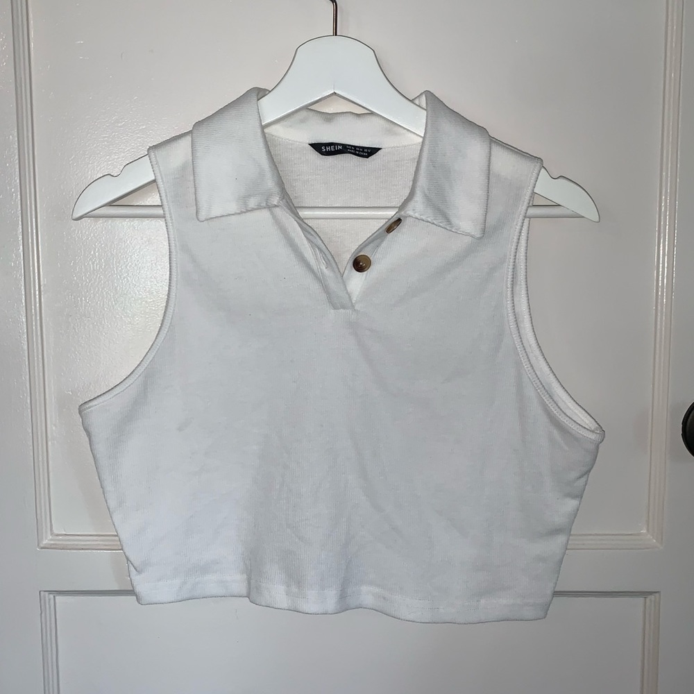 SHEIN White Half Button Up Crop Top🌺
